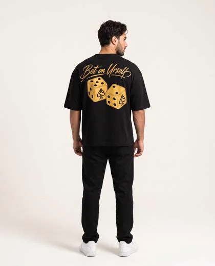 Bet On Urself Tee in Onyx Black, back view